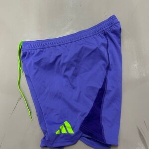 adidas Purple Athletic Shorts with Neon Green Details